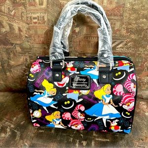 Alice in Wonderland Disney Loungefly HEART HTF Crossbody Satchel Cheshire Rare